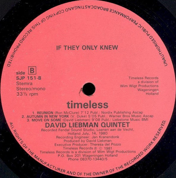 The David Liebman Quintet : If They Only Knew (LP)