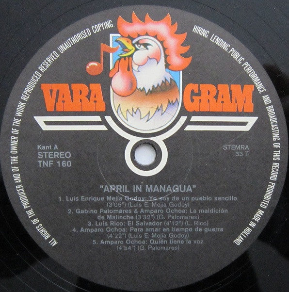 Various : April In Managua - The Central American Peace Concert (2xLP, Comp)