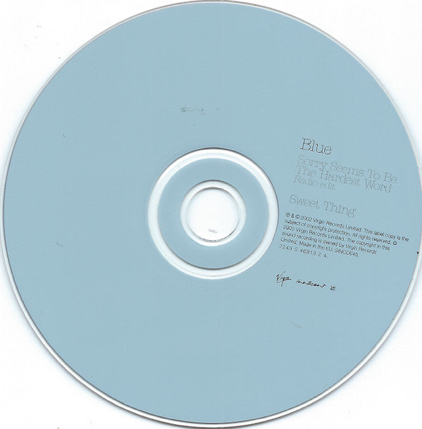 Blue (5) Featuring Elton John : Sorry Seems To Be The Hardest Word (CD, Single)