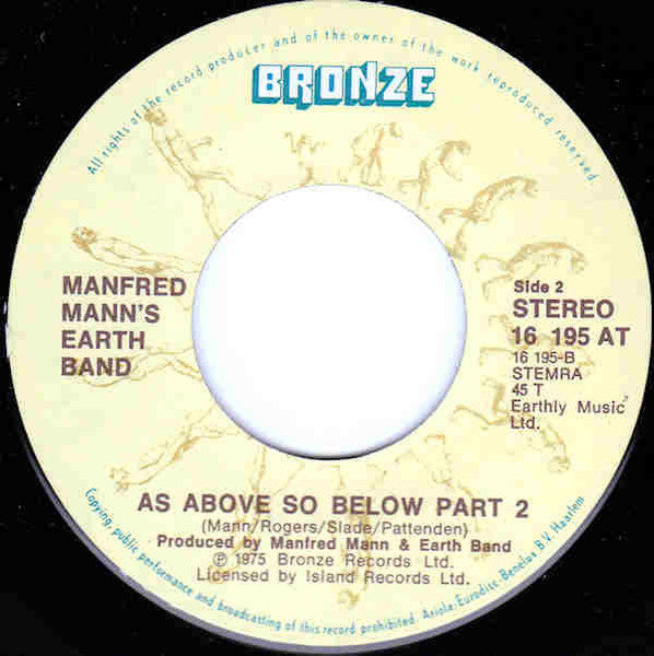 Manfred Mann's Earth Band : Spirits In The Night (7", Single)