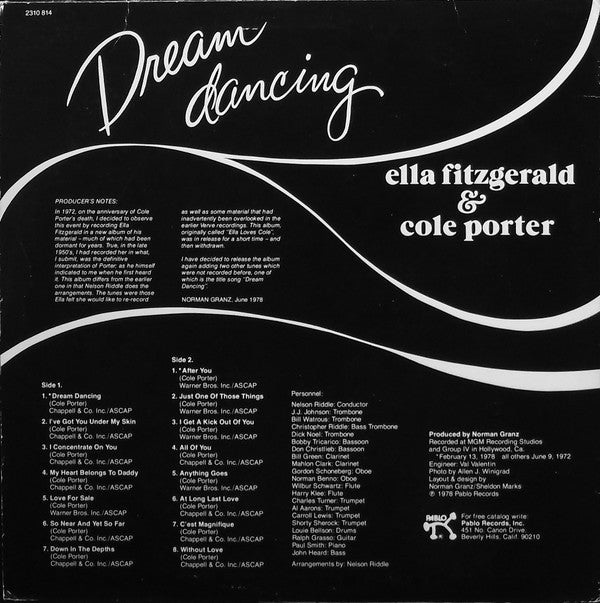 Ella Fitzgerald & Cole Porter : Dream Dancing (LP, Album)