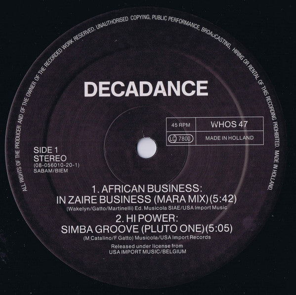 Various : Decadance (Volume I) (2x12", Comp)