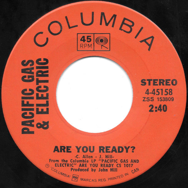 Pacific Gas & Electric : Are You Ready? (7", Single)