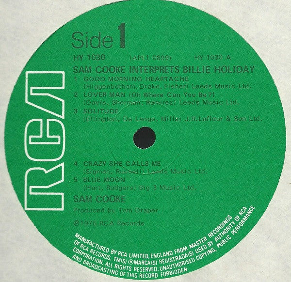 Sam Cooke : Sam Cooke Interprets Billie Holiday (LP, Album)