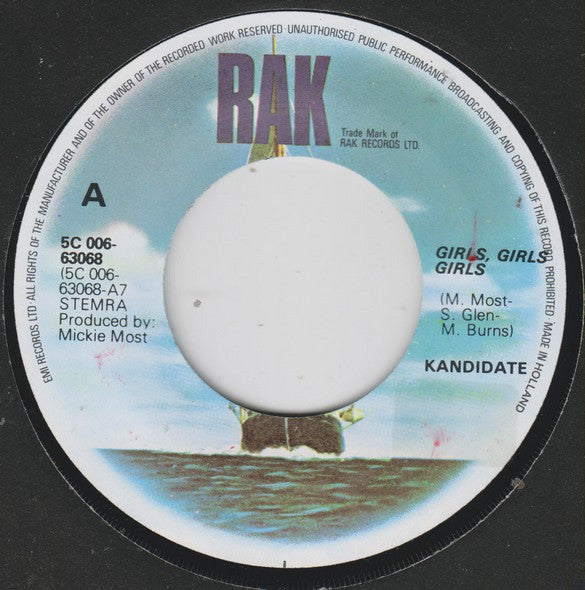 Kandidate : Girls Girls Girls (7", Single)
