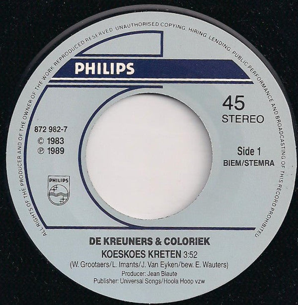 De Kreuners & Coloriek : Koeskoes Kreten (7", Single)