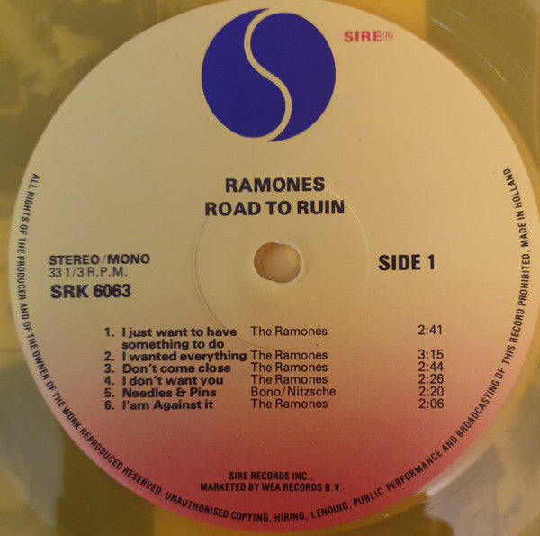 Ramones : Road To Ruin (LP, Album, Yel)