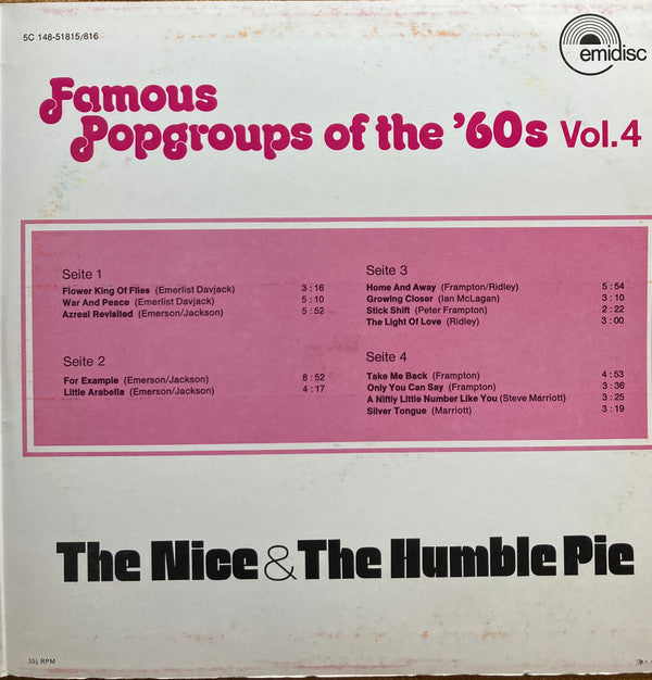 The Nice & Humble Pie : Famous Popgroups Of The '60s Vol. 4 (2xLP, Comp)