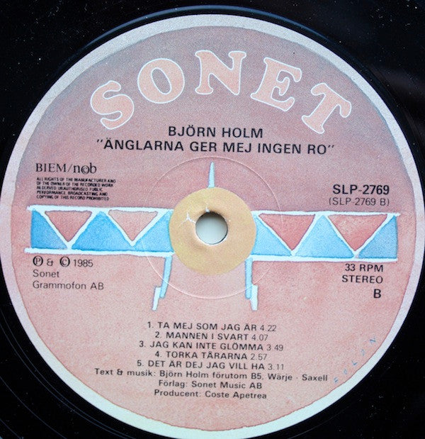 Björn Holm : Änglarna Ger Mej Ingen Ro (LP, Album)