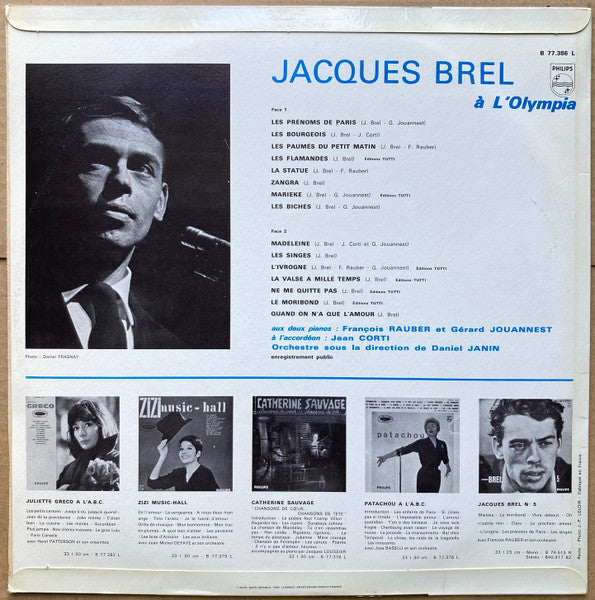 Jacques Brel : Enregistrement Public À L'Olympia (LP, Album, Mono)