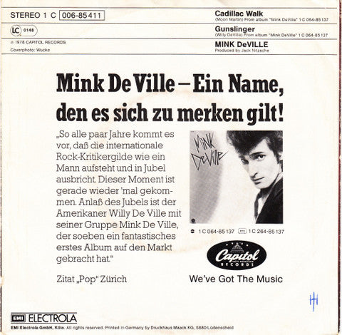 Mink DeVille : Cadillac Walk (7", Single)