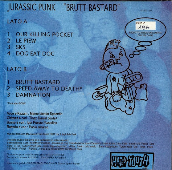 Jurassic Punk : Brutt Bastard (7", EP, Ora)