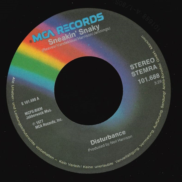 Disturbance (5) : Sneakin' Snaky (7", Single)
