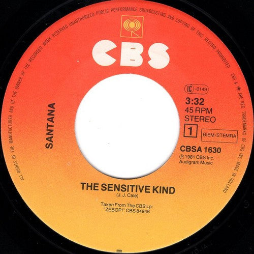 Santana : The Sensitive Kind (7", Single)