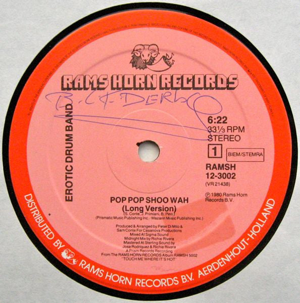 Erotic Drum Band : Pop Pop Shoo Wah (12", Single)