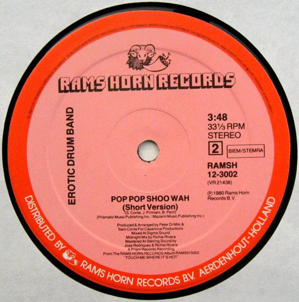 Erotic Drum Band : Pop Pop Shoo Wah (12", Single)