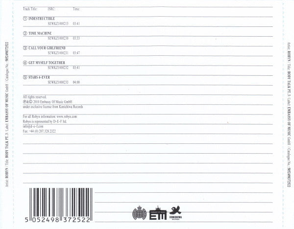 Robyn : Body Talk Pt. 3 (CD, MiniAlbum)