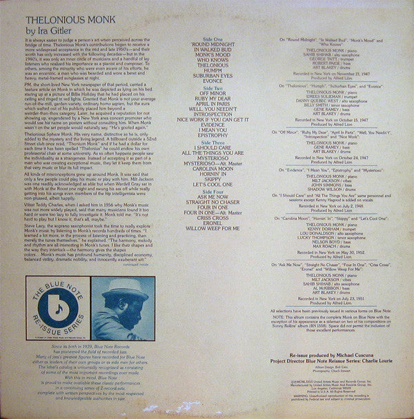 Thelonious Monk : The Complete Genius (2xLP, Comp, Mono)