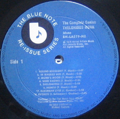 Thelonious Monk : The Complete Genius (2xLP, Comp, Mono)