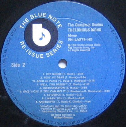 Thelonious Monk : The Complete Genius (2xLP, Comp, Mono)