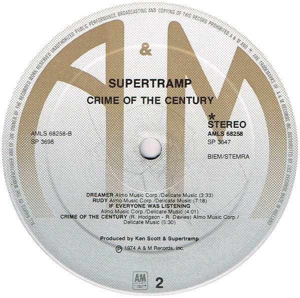 Supertramp : Crime Of The Century (LP, Album, RE, CBS)