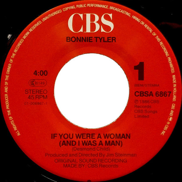 Bonnie Tyler : If You Were A Woman (And I Was A Man) (7", Single)