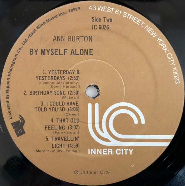 Ann Burton : By Myself Alone (LP, Album)