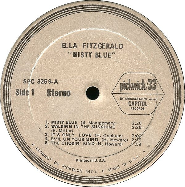 Ella Fitzgerald : Misty Blue (LP, Album, RE)