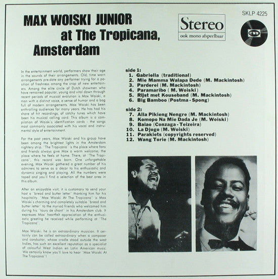 Max Woiski Junior* : Max Woiski Junior At The Tropicana, Amsterdam (LP)