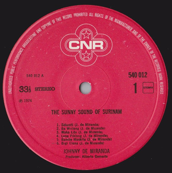Johnny Miranda : The Sunny Sound Of Surinam (LP, RE)