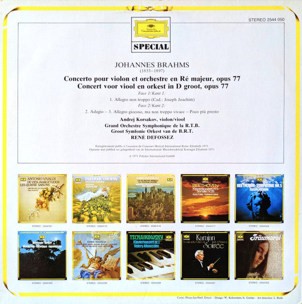 Johannes Brahms - Andrei Korsakov : Vioolconcert / Concerto Pour Violon (LP, RE)