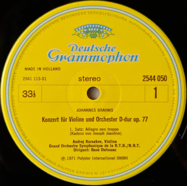 Johannes Brahms - Andrei Korsakov : Vioolconcert / Concerto Pour Violon (LP, RE)