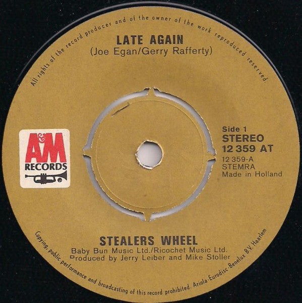 Stealers Wheel : Late Again (7", Single)