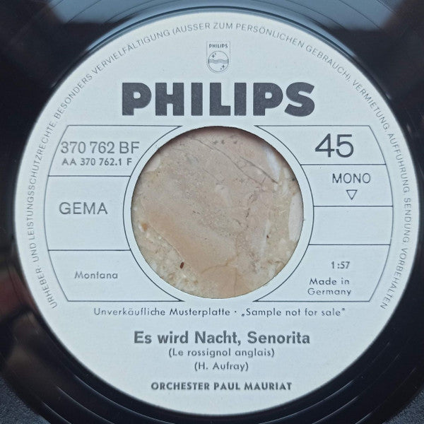 Paul Mauriat And His Orchestra : Es Wird Nacht Señorita (Le Rossignol Anglais) (7", Single, Mono, Promo)