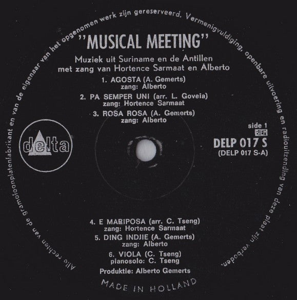 Alberto Gemerts & Hortence Sarmaat : Musical Meeting (LP)