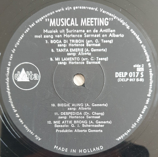 Alberto Gemerts & Hortence Sarmaat : Musical Meeting (LP)