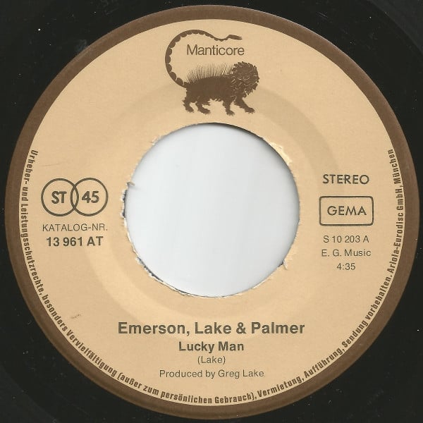 Emerson, Lake & Palmer : Lucky Man / Knife-Edge (7", Single, RE)