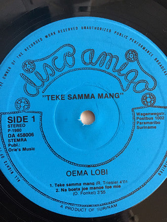 Oema Lobi : Teke Samma Mang (12", Maxi)