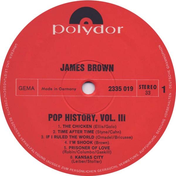 James Brown : Pop History Vol 3 (2xLP, Comp, Gat)