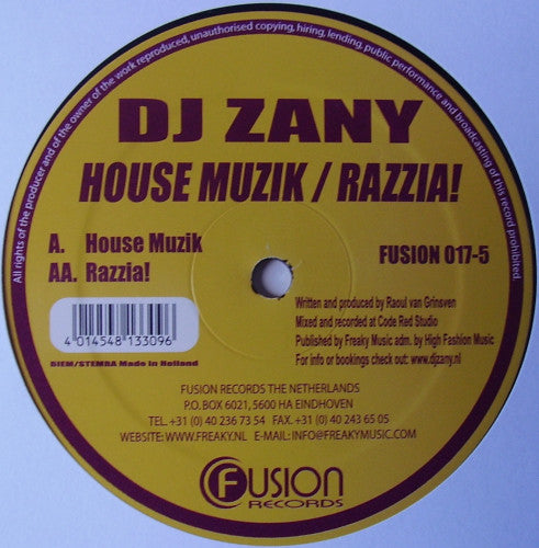 DJ Zany : House Muzik / Razzia! (12")