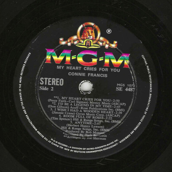 Connie Francis : My Heart Cries For You (LP, Album)