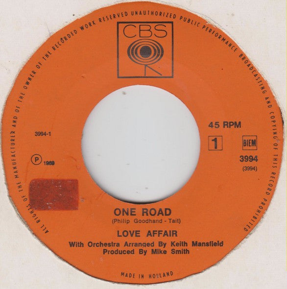 The Love Affair : One Road (7")