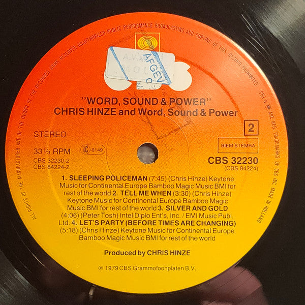 Chris Hinze And Word, Sound And Power : Word, Sound And Power (LP, Album, RE)