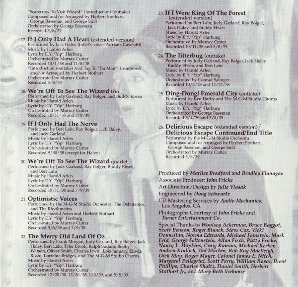 Various : The Wizard Of Oz (Original Motion Picture Soundtrack) (CD, Album, RE)