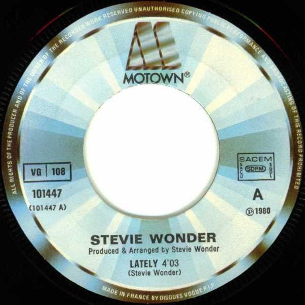 Stevie Wonder : Lately (7", Single)