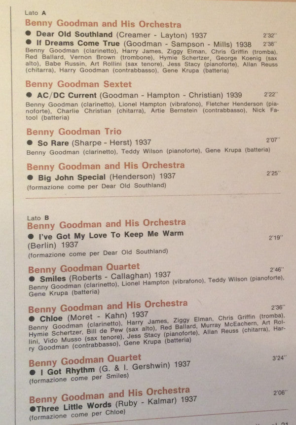 Benny Goodman / Lionel Hampton / Teddy Wilson / Gene Krupa / Charlie Christian : I Giganti Del Jazz Vol. 4 (LP, Comp)