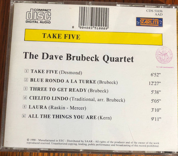 The Dave Brubeck Quartet : Take Five (CD, Album)