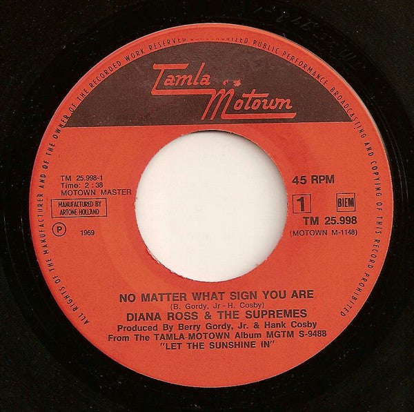 The Supremes : No Matter What Sign You Are (7", Single)