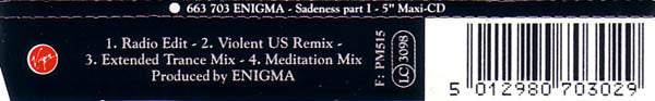 Enigma : Sadeness Part I (CD, Maxi)