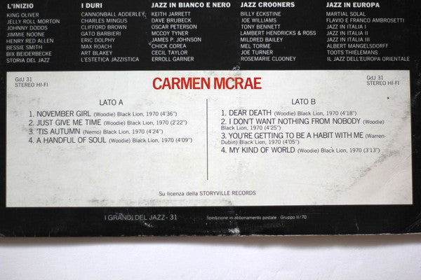 Carmen McRae : Carmen McRae (LP, Album, RE)